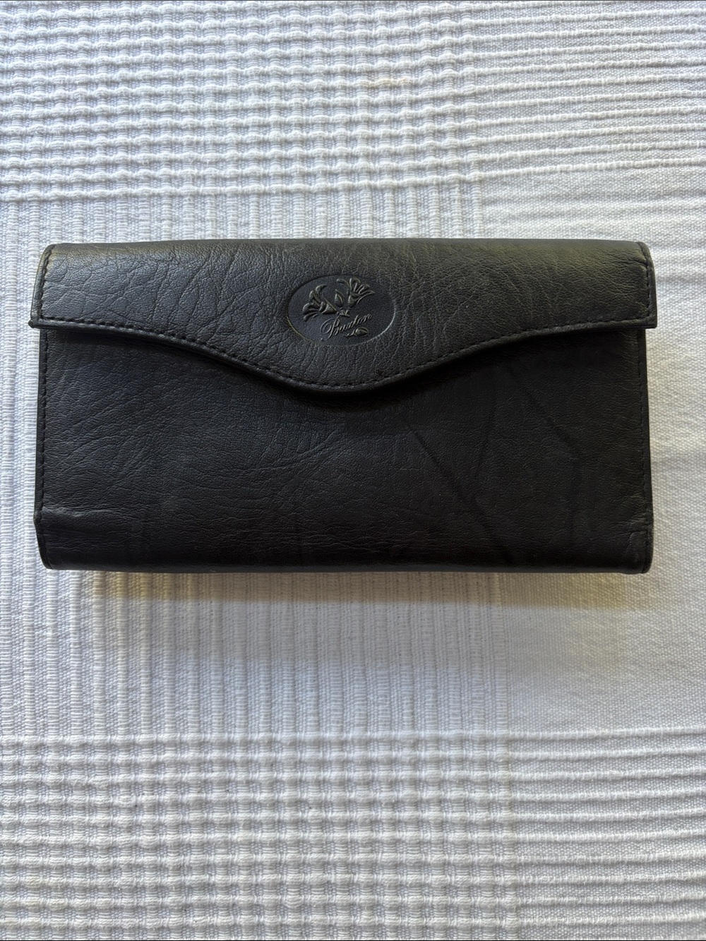 Burton Black Leather Trifold Wallet